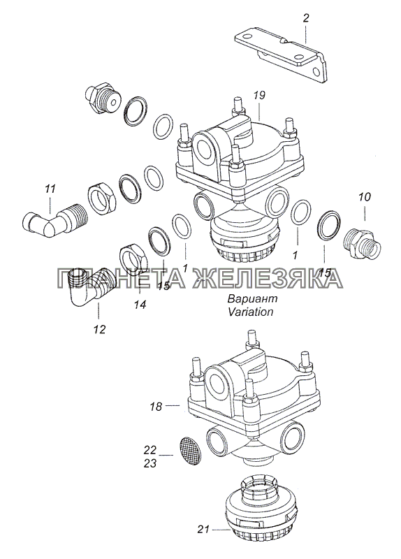 4308-3500018-20 Ускорительный клапан с соединительной арматурой КамАЗ-4308 (2008)